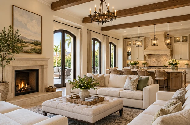 Arroyo Villa — Living room & kitchen