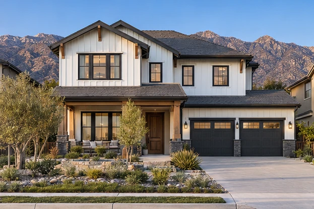 Canyon View House — Front exterior & garden
