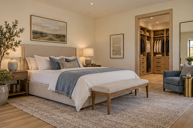Olive Court Residence — Primary bedroom & closet