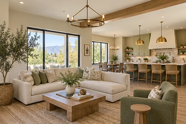 Sage Garden House — Living room & kitchen